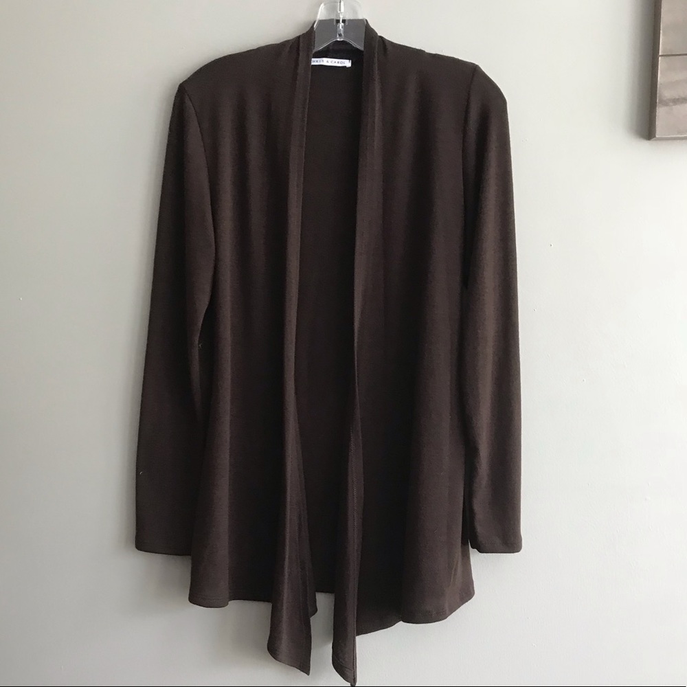 Chris & Carol Dark Brown Draped Open Cardigan S